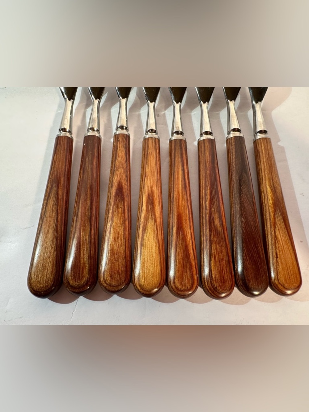 Vtg Robeson Cutlery Germany Stainless Dinner Forks Flatware Faux Wood Handle 8 - Picture 8 of 11